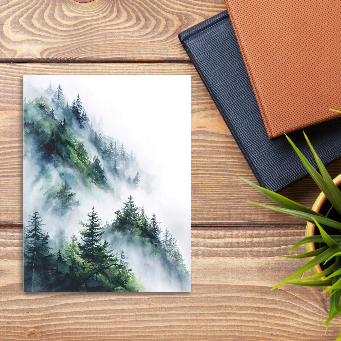Misty Mountain Pine Tree Greeting Card