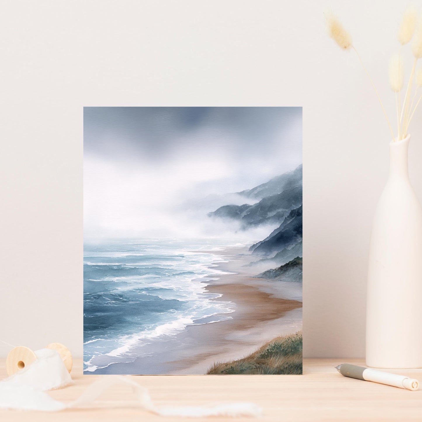 Moody Coastal Watercolor Greeting Card