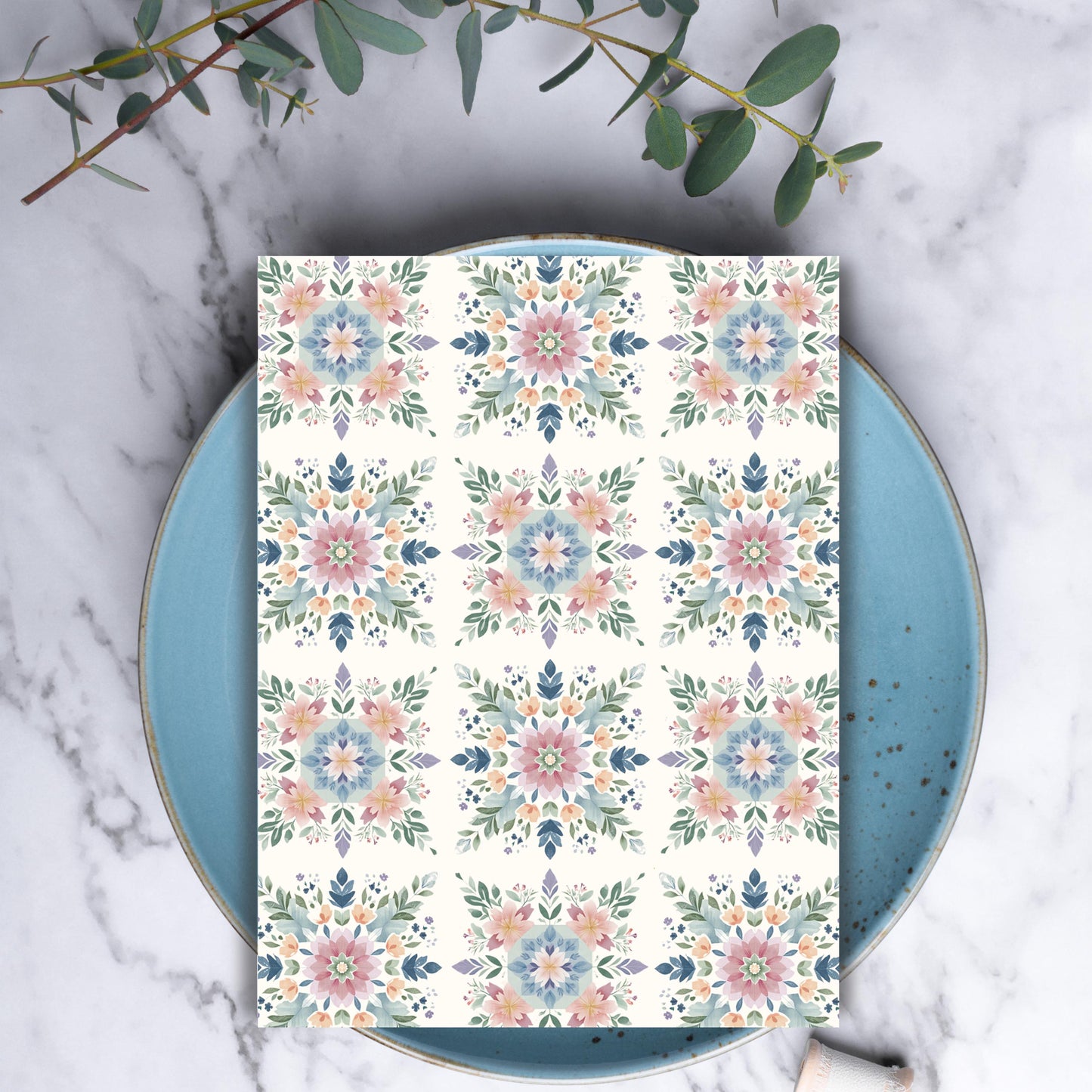 Watercolor Quilt Block Greeting Card