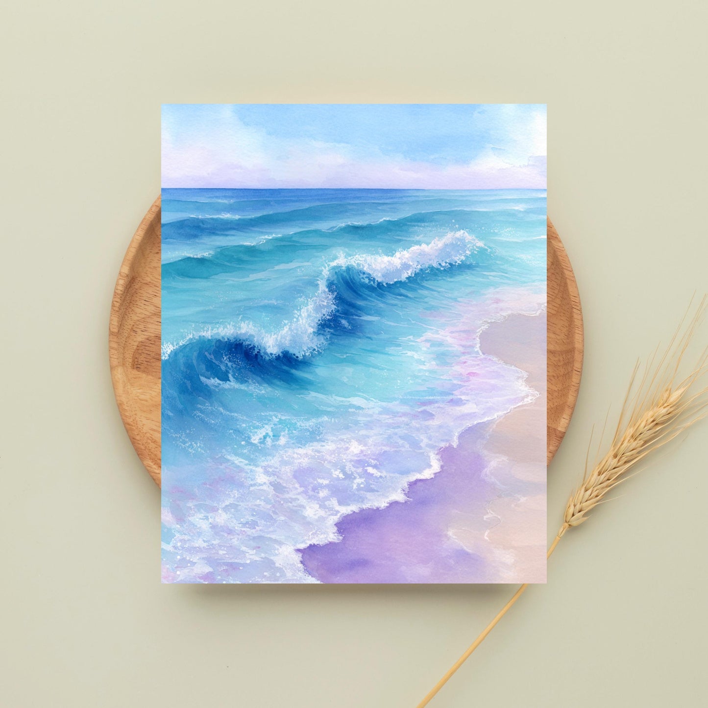 Calm Ocean Watercolor Card