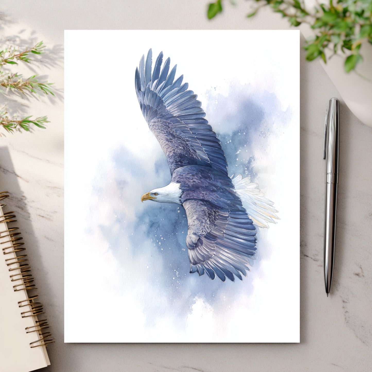 Watercolor Bald Eagle Greeting Card