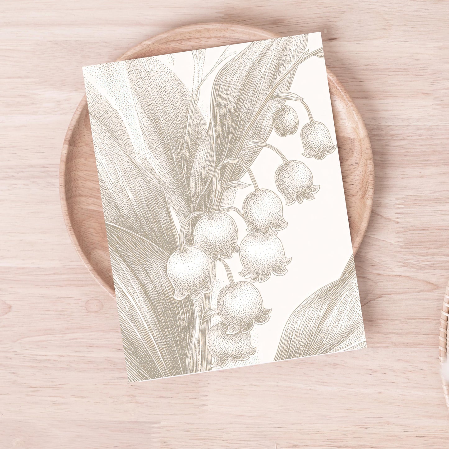 Lily of the Valley Linocut Greeting Card: Floral Art Note Card
