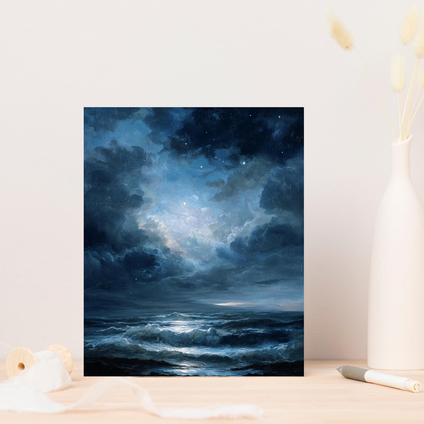 Moody Ocean Night Sky Greeting Card