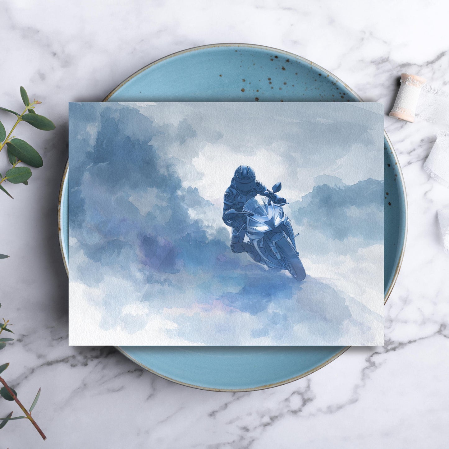 Motorcycle Rider Watercolor Design