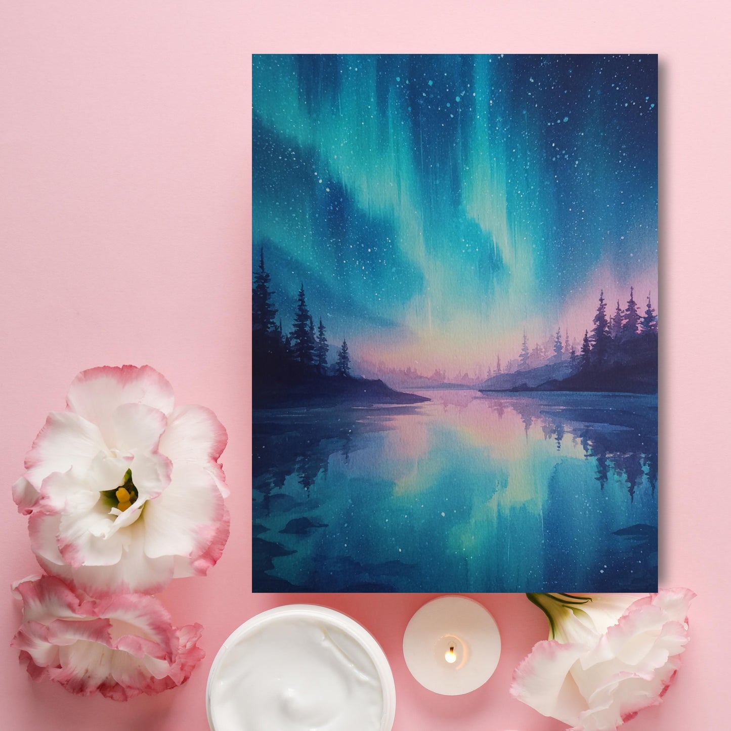Aurora Borealis Watercolor Blank Card