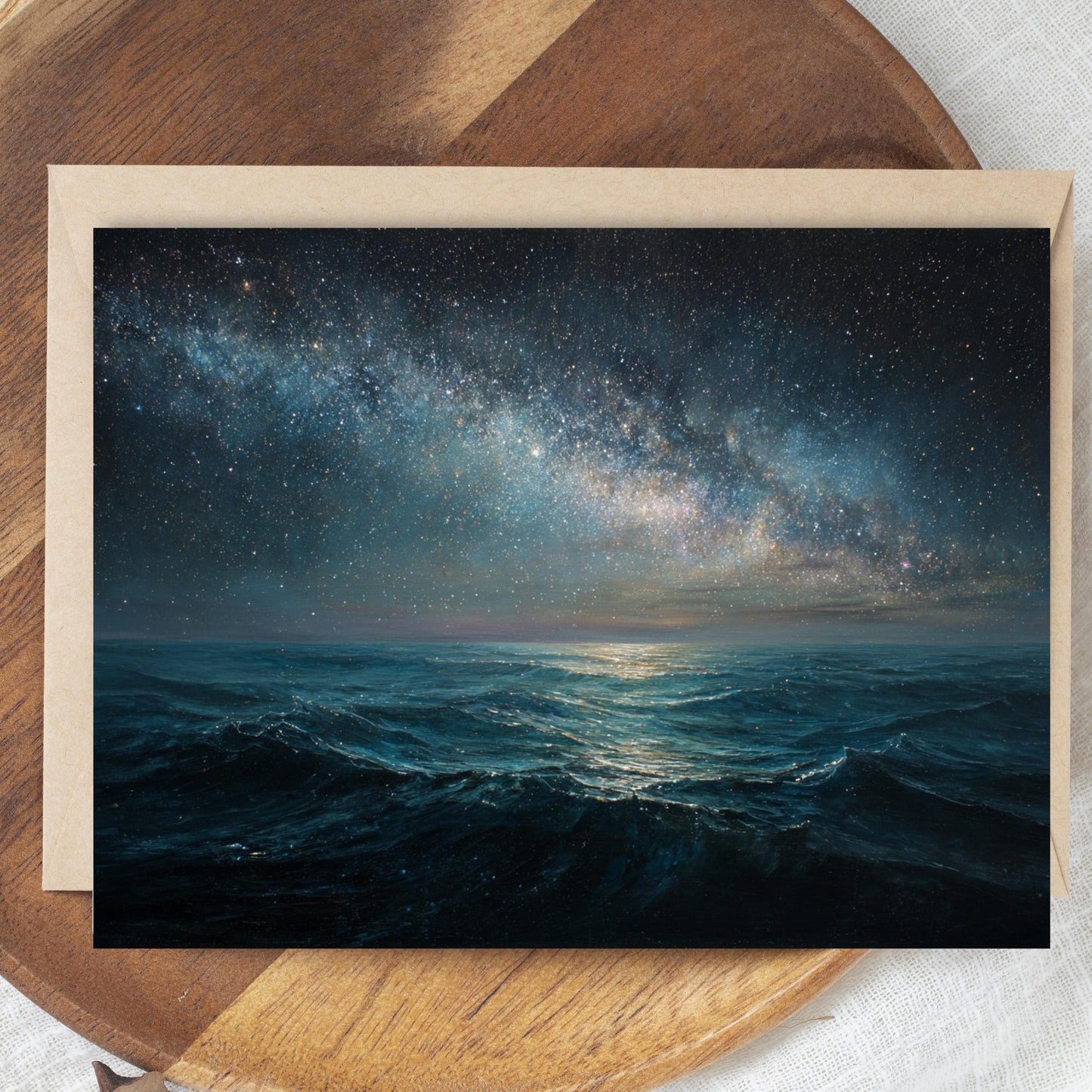 Starry Night Ocean Greeting Card