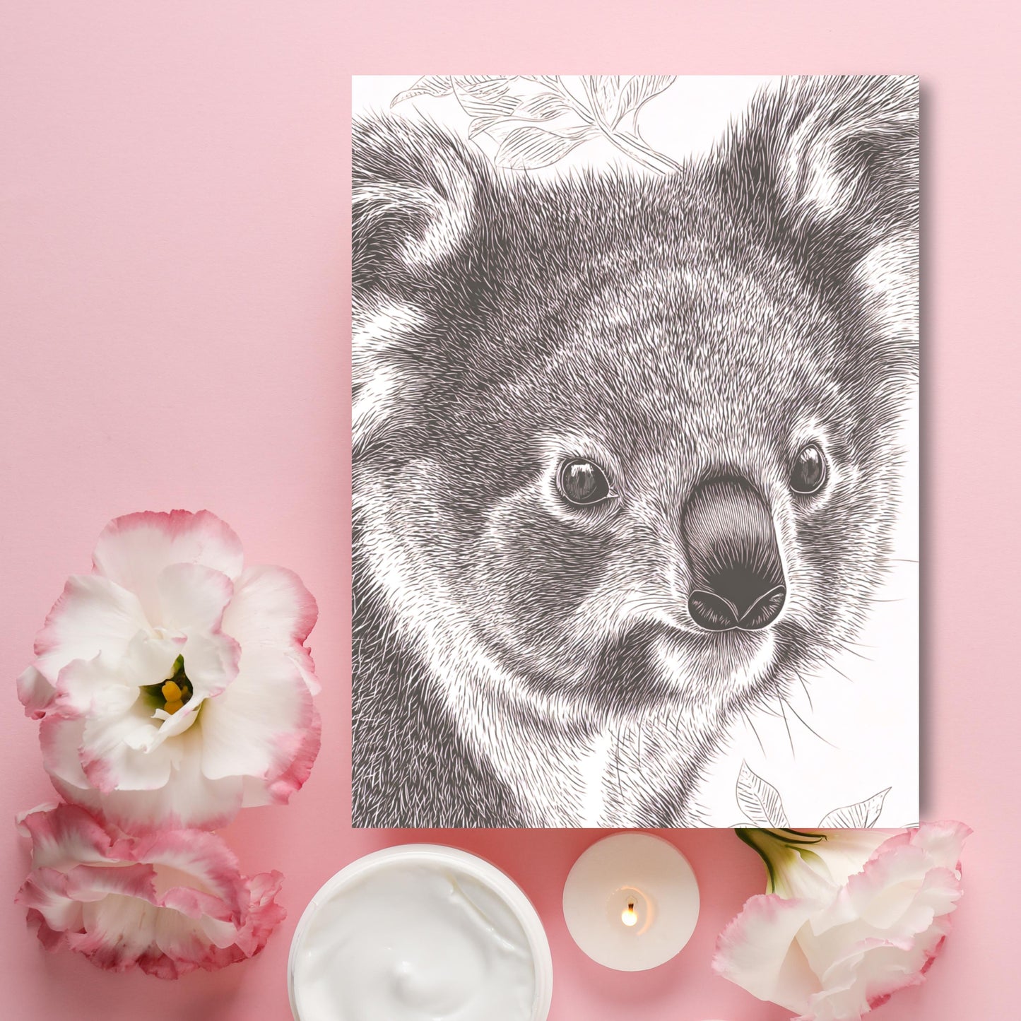 Cute Koala Linocut Style Greeting Card