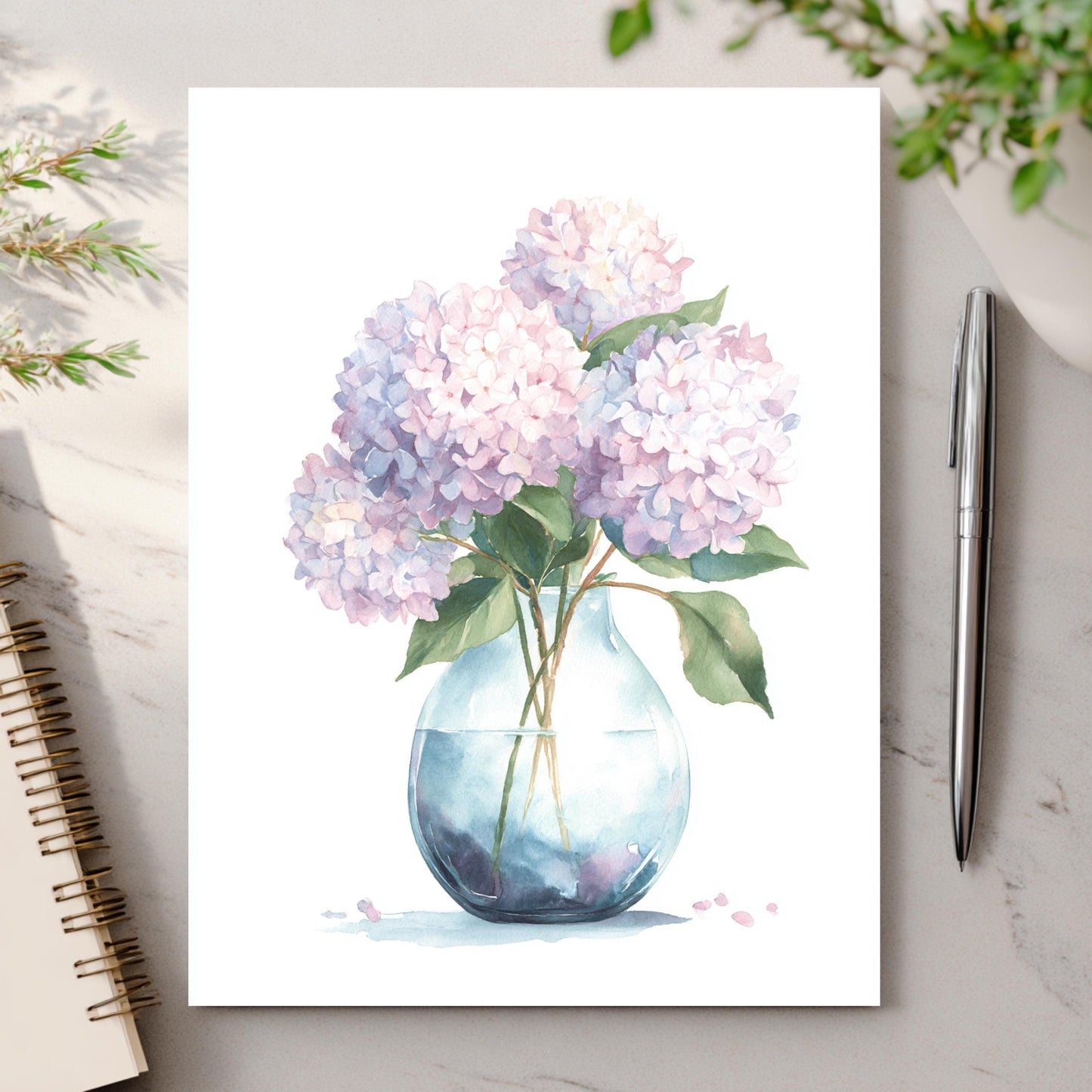 Watercolor Hydrangea Greeting Card