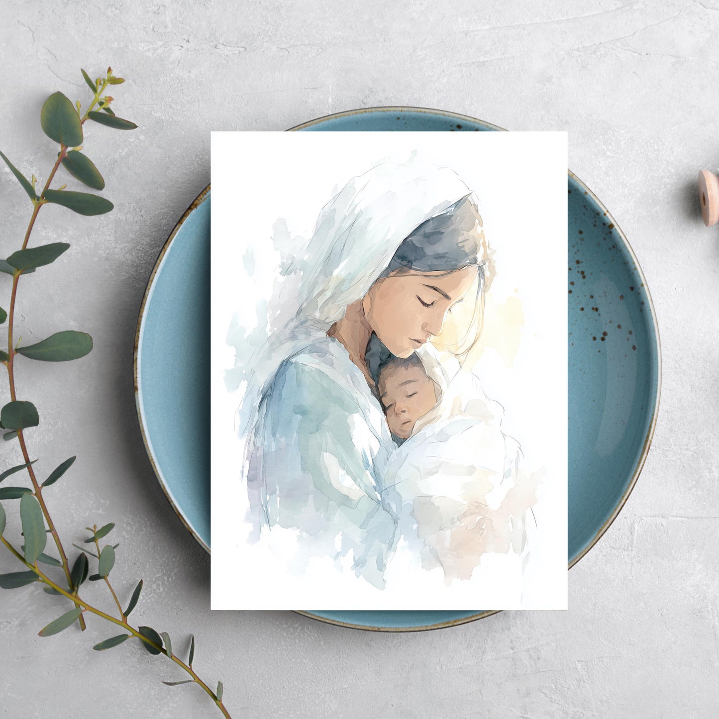 Christmas Nativity Greeting Card, Mary and Baby Jesus Card