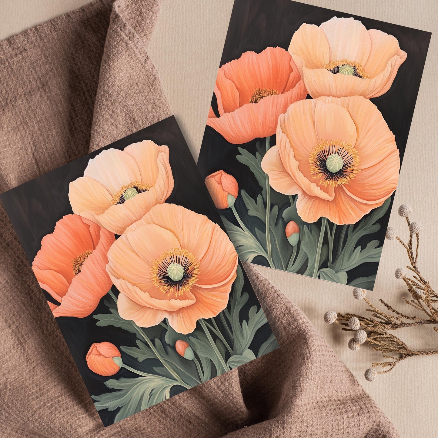 Moody Botanical Peach Poppy Card