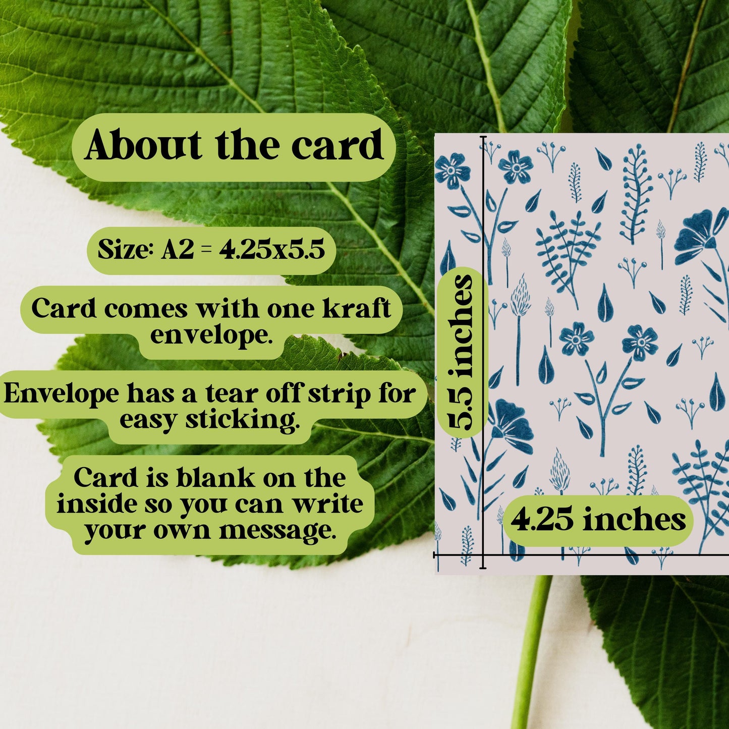 Blue Botanical Greeting Card