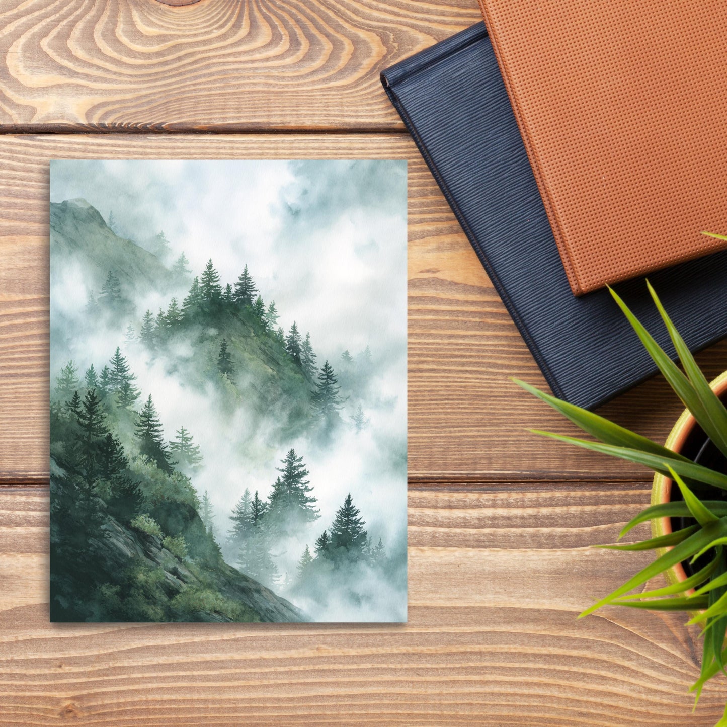 Misty Mountain Pine Tree Greeting Card