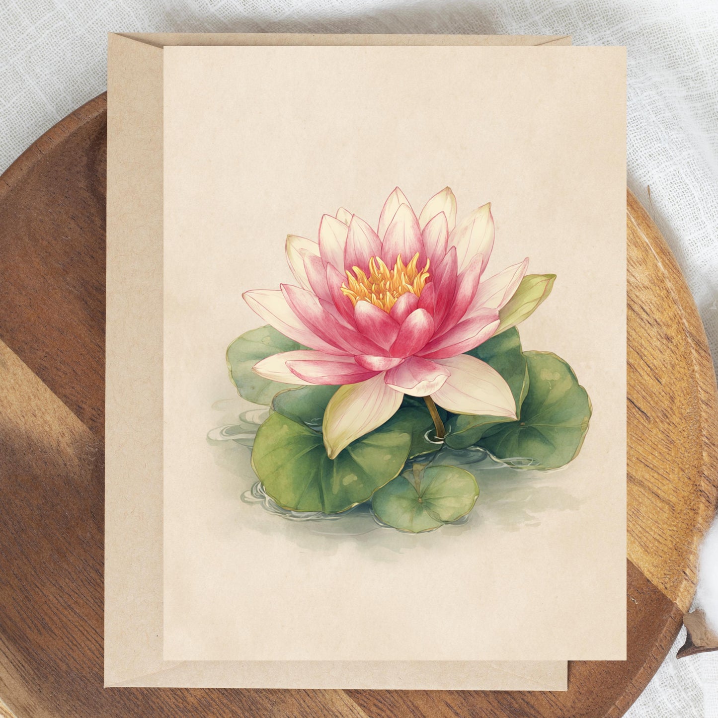 Watercolor Water Lily Greeting Card
