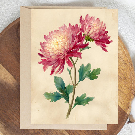Watercolor Chrysanthemum Greeting Card
