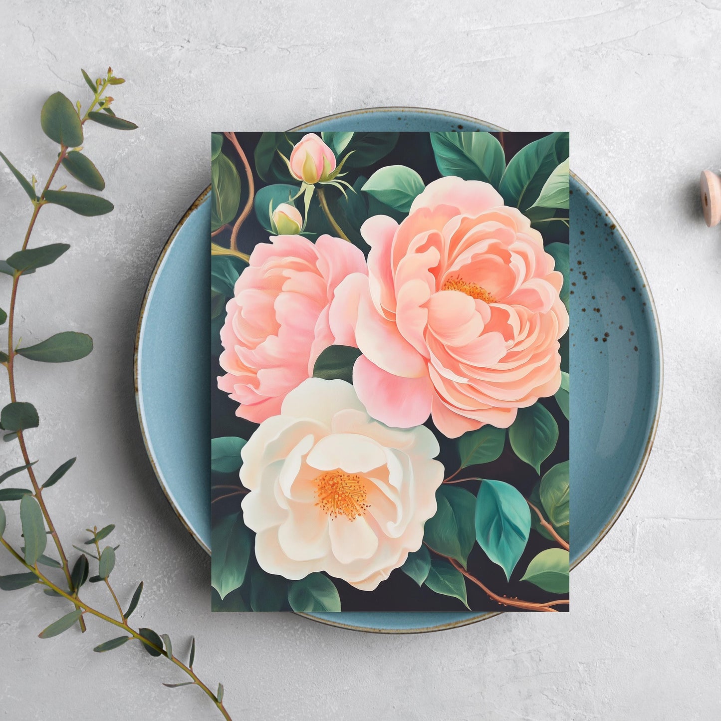 Moody Pink Peony Greeting Card