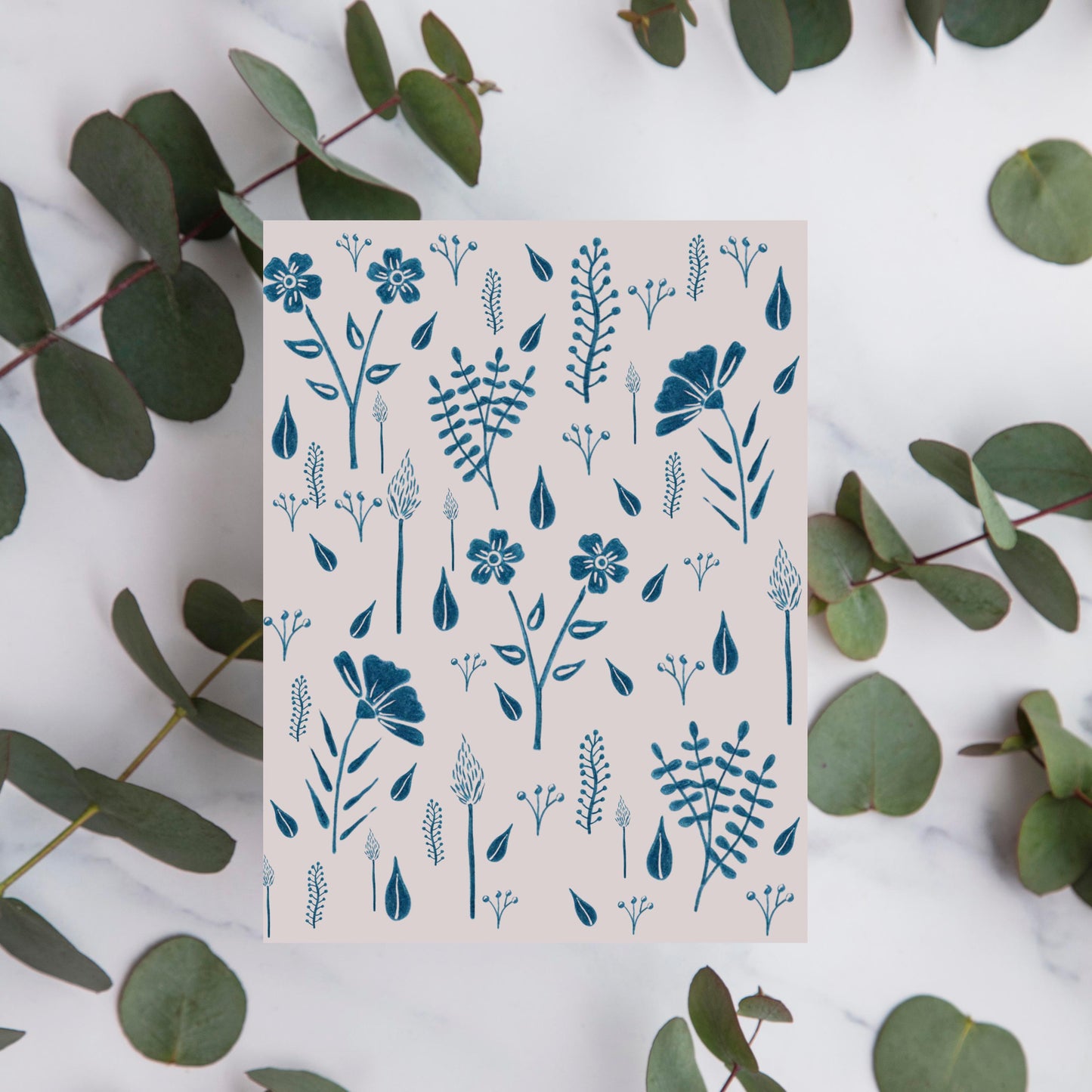 Blue Botanical Greeting Card