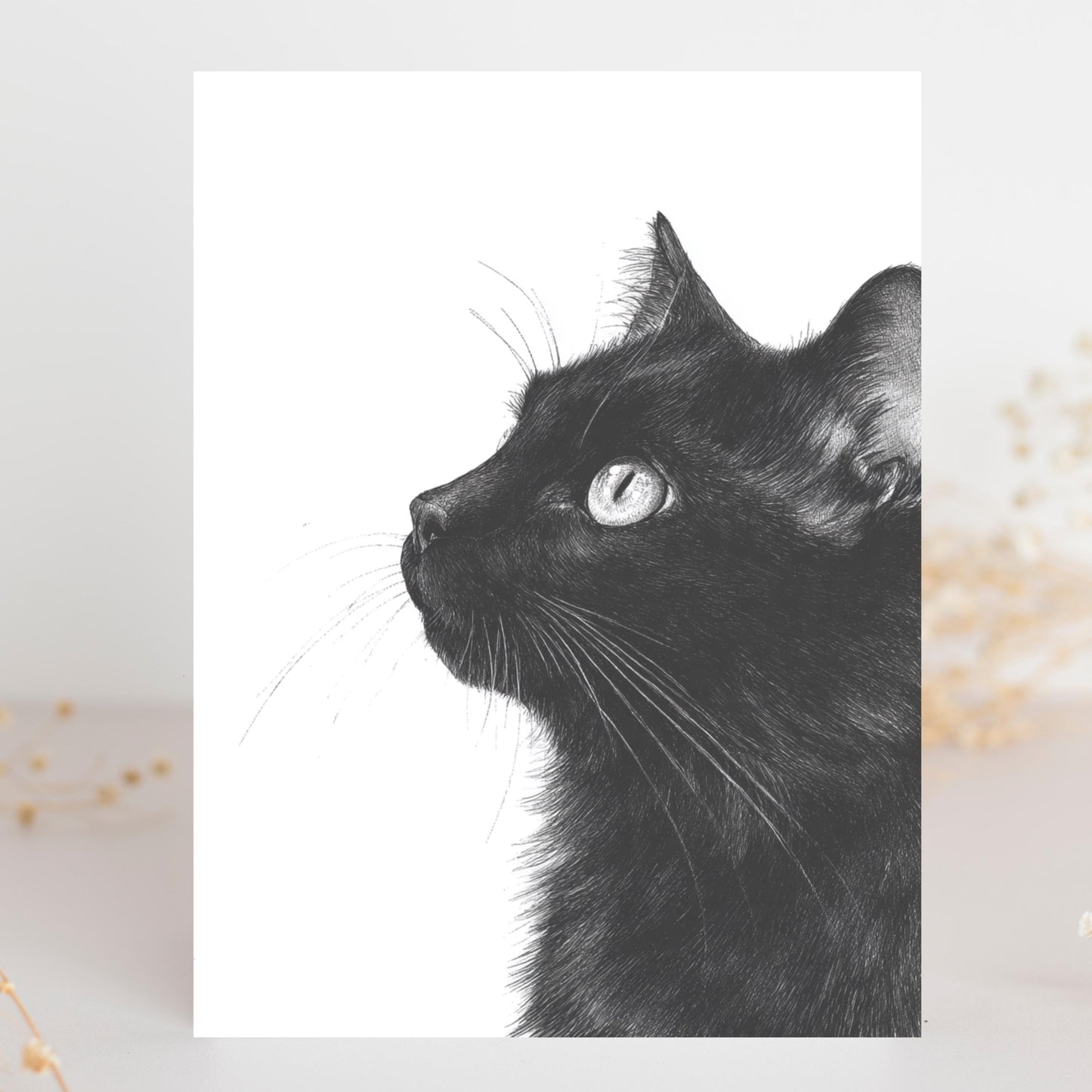 Black Cat Watercolor Greeting Card