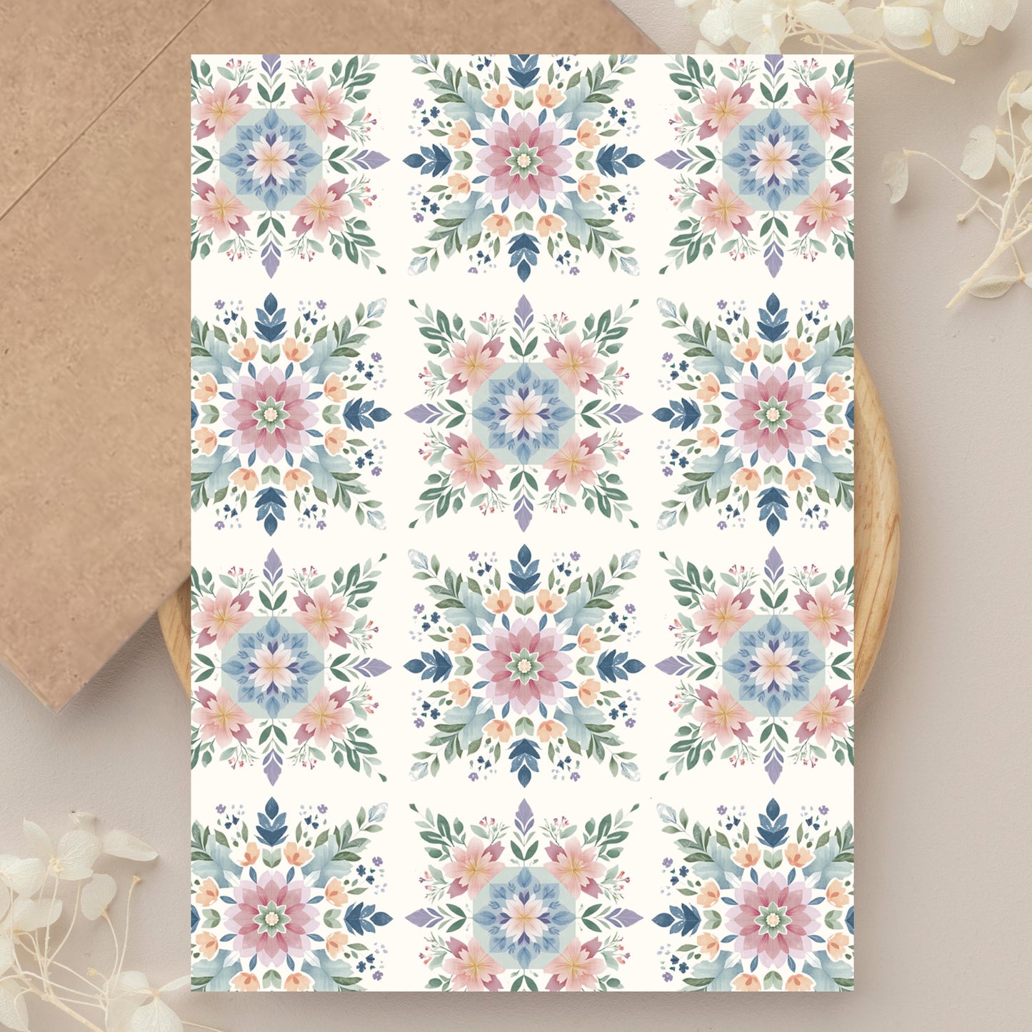 Watercolor Quilt Block Greeting Card