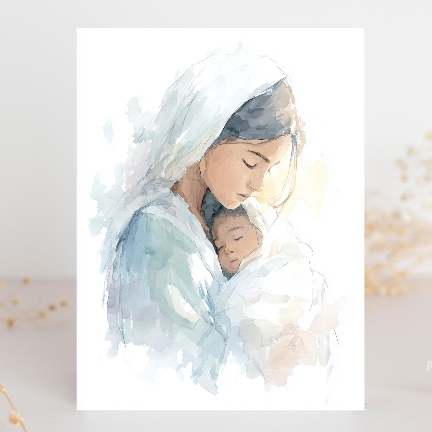 Christmas Nativity Greeting Card, Mary and Baby Jesus Card