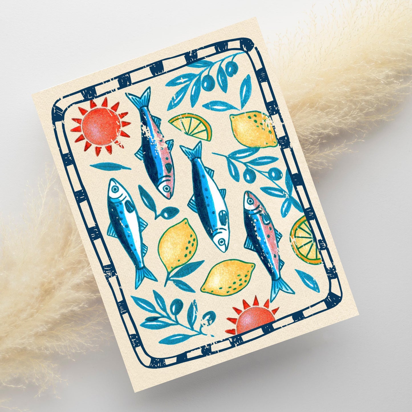 Mediterranean Sardine & Lemon Greeting Card