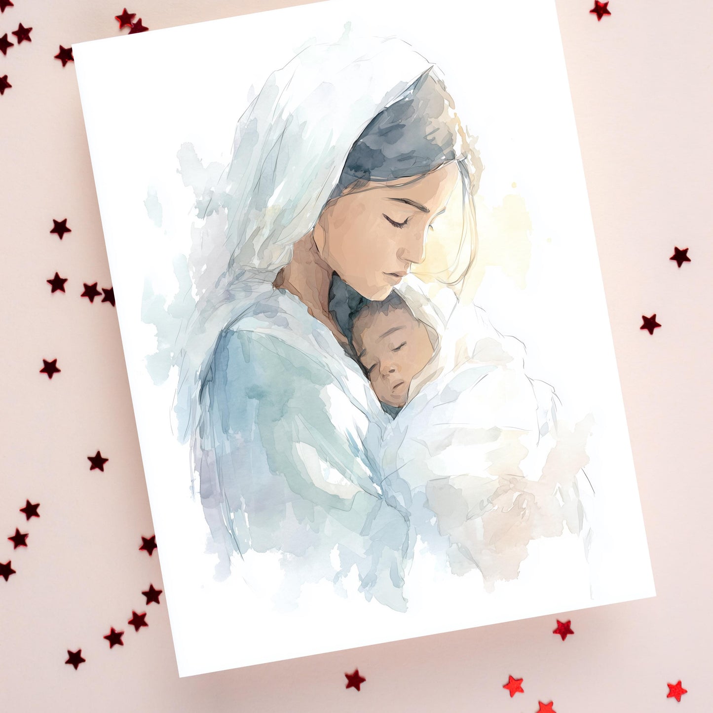 Christmas Nativity Greeting Card, Mary and Baby Jesus Card
