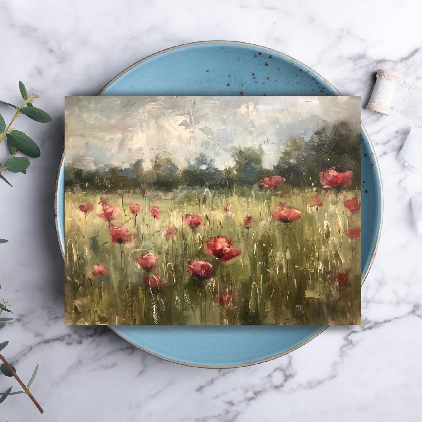 Impressionist Red Poppy Field Greeting Card
