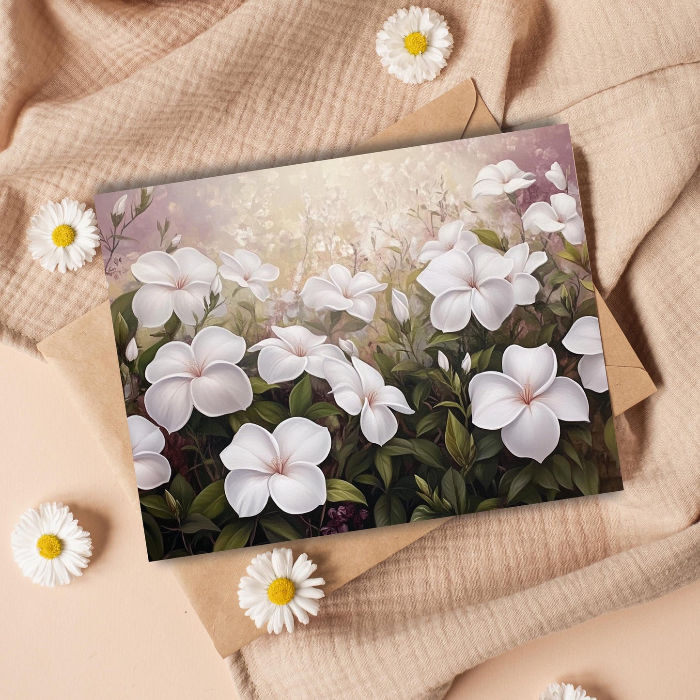 White Jasmine Floral Greeting Card