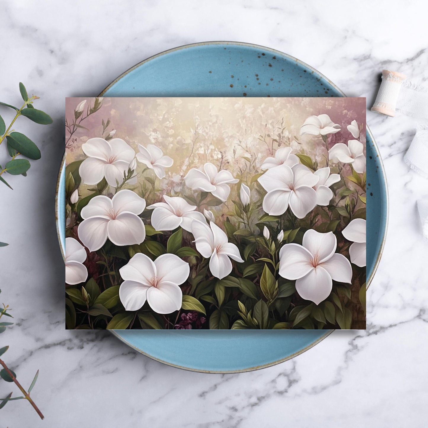 White Jasmine Floral Greeting Card