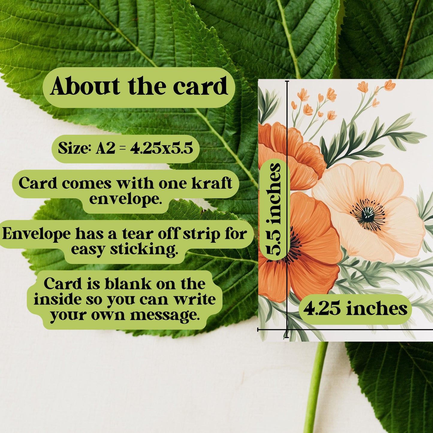 Boho Orange Poppy Greeting Card