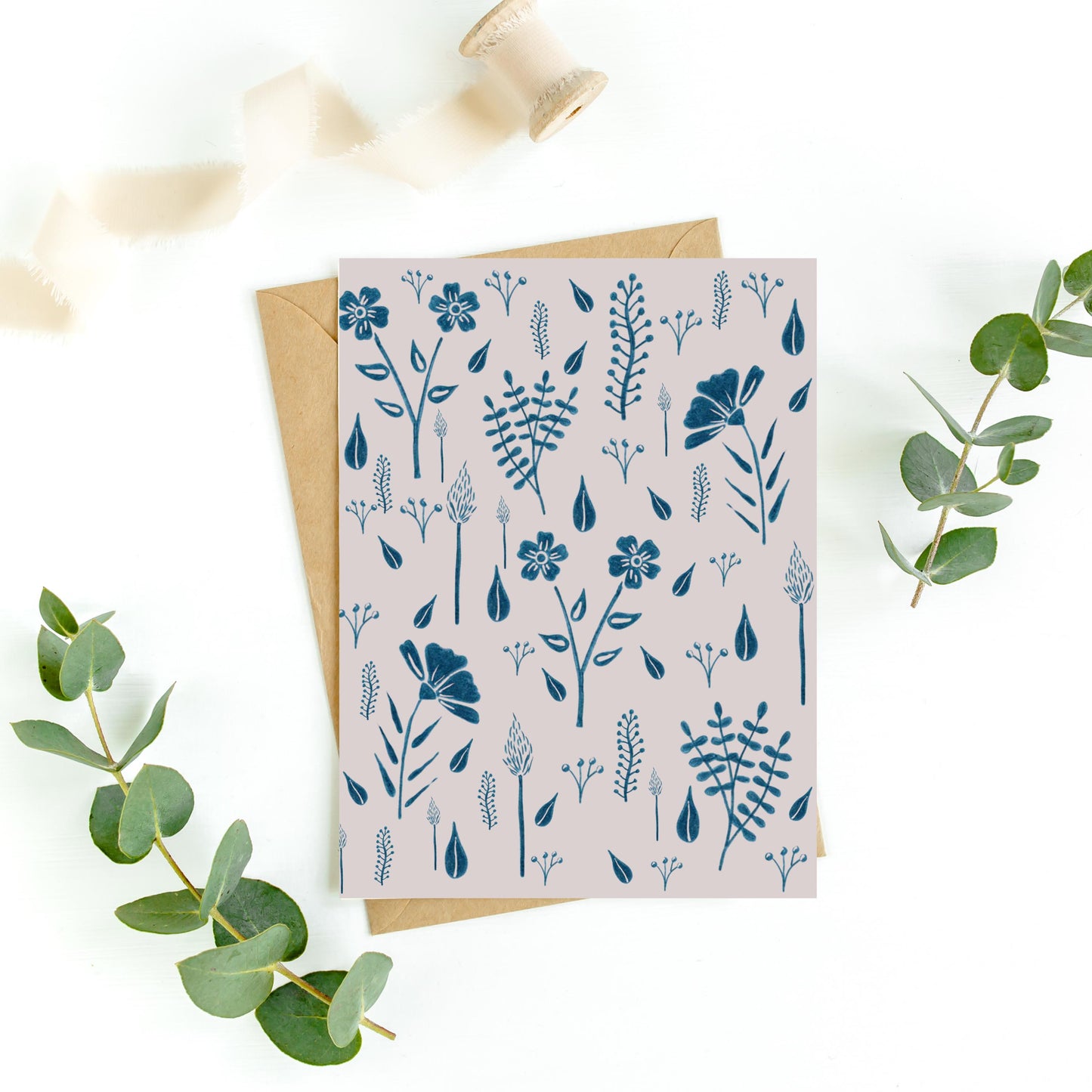 Blue Botanical Greeting Card