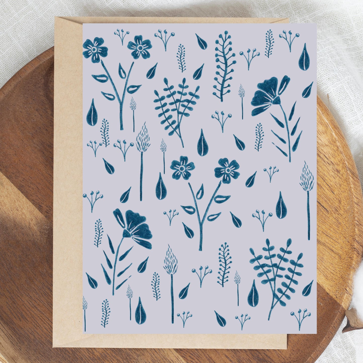 Blue Botanical Greeting Card
