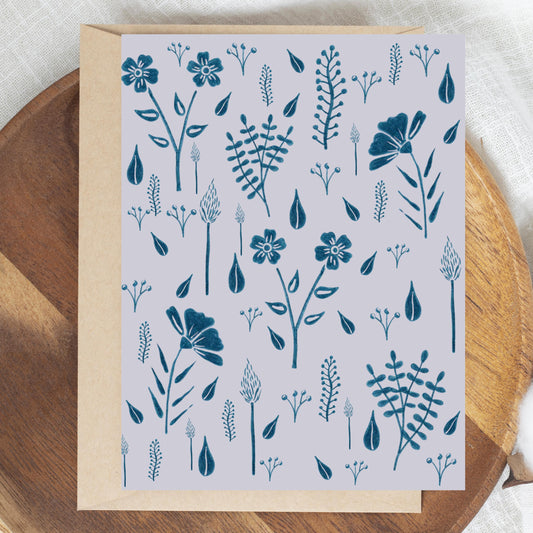 Blue Botanical Greeting Card