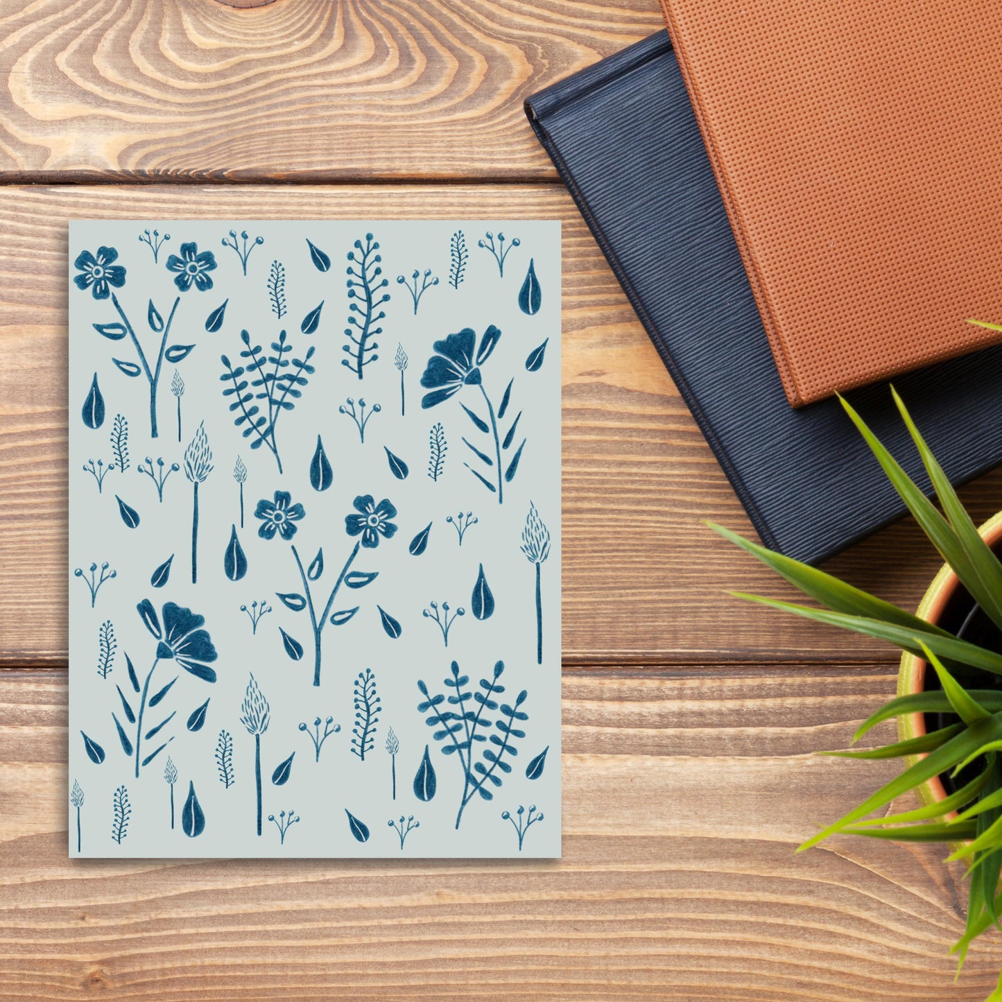 Blue Botanical Greeting Card