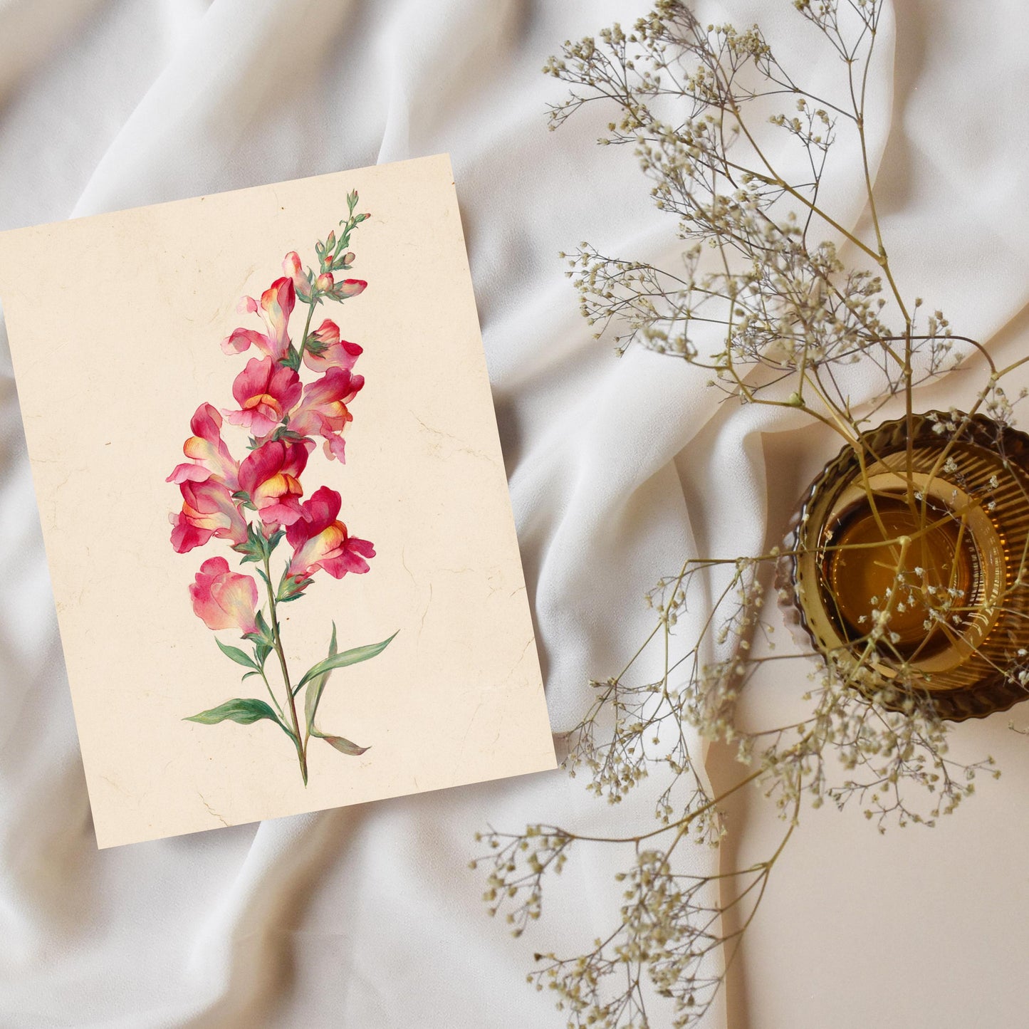 Snapdragon Flower Watercolor Greeting Card