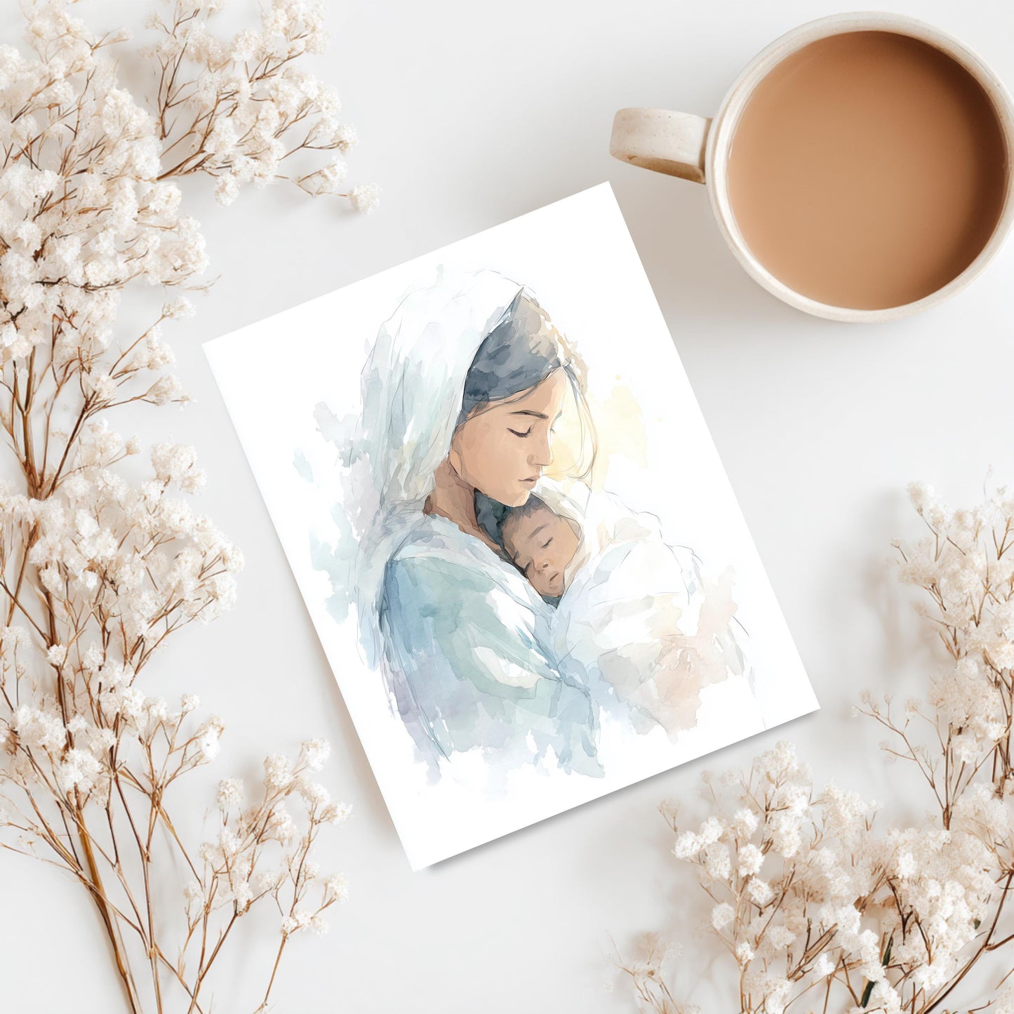 Christmas Nativity Greeting Card, Mary and Baby Jesus Card