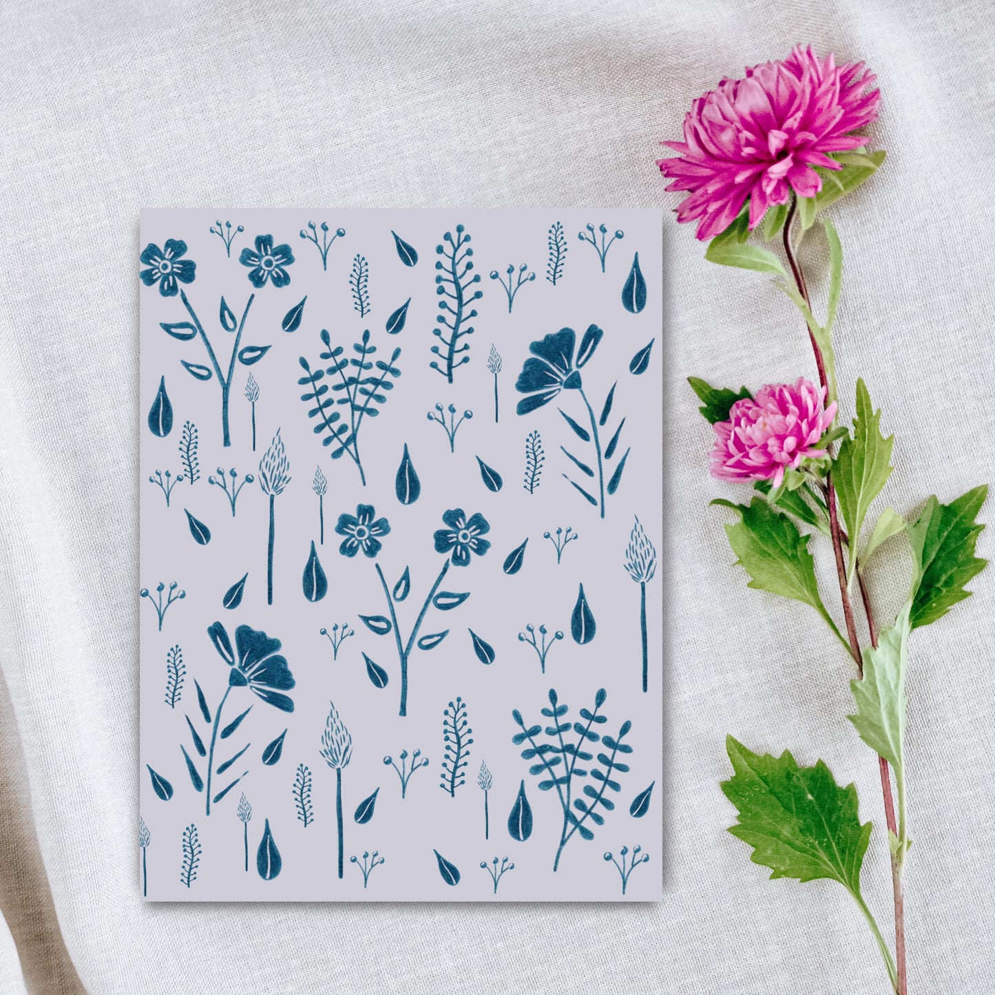 Blue Botanical Greeting Card