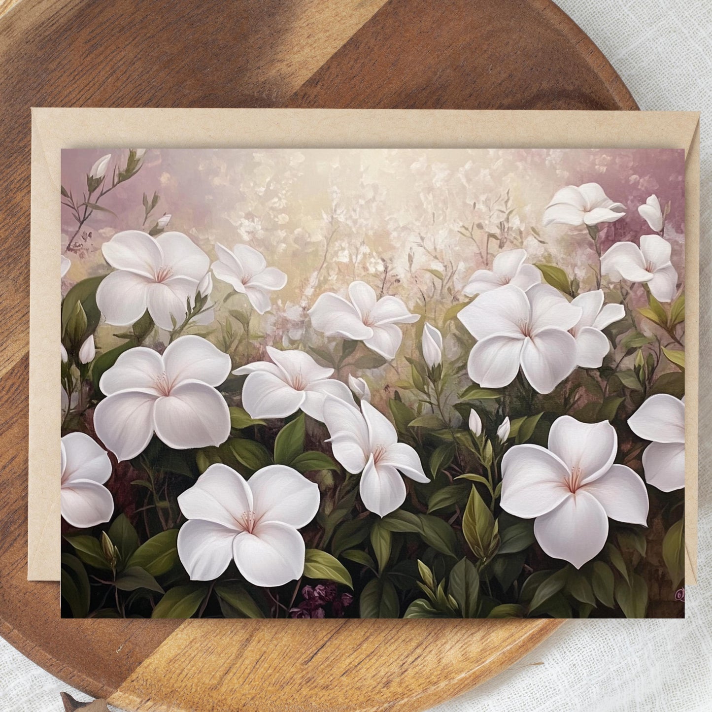 White Jasmine Floral Greeting Card