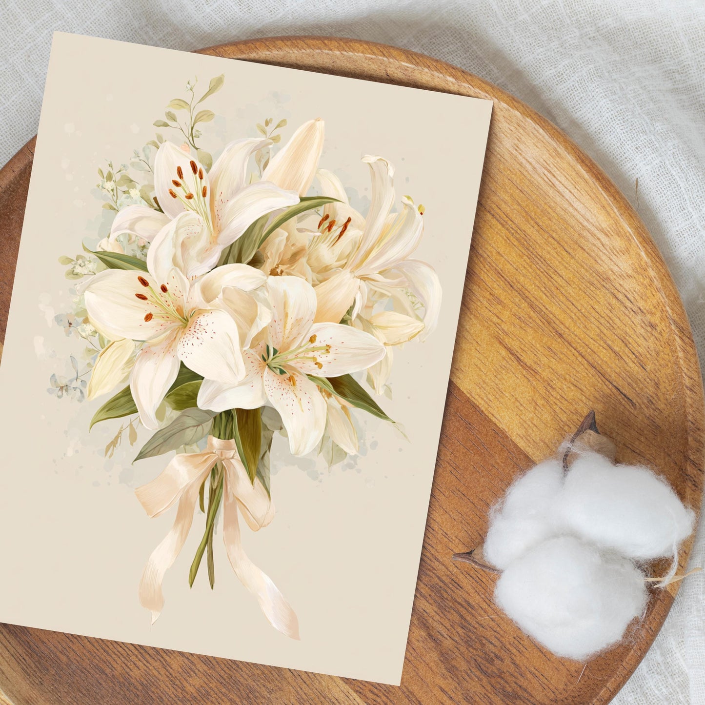 White Lily Bouquet Greeting Card