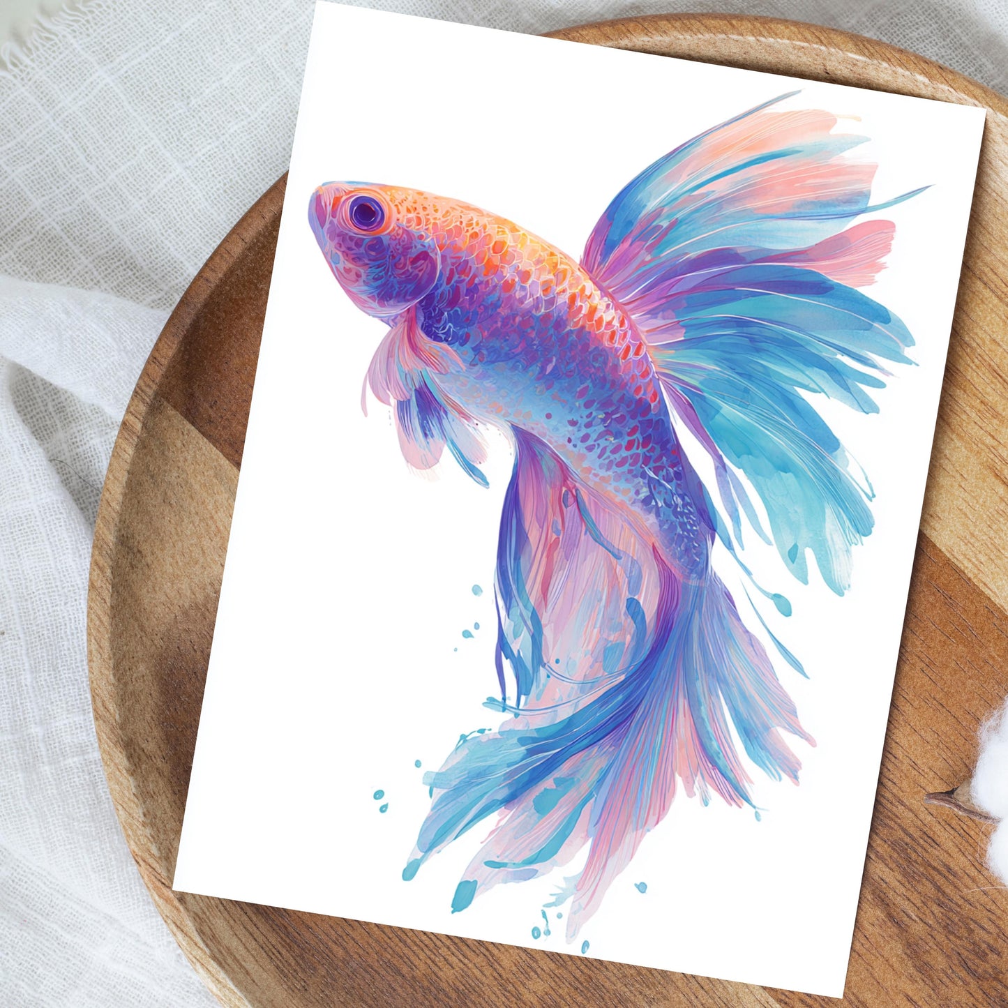 Watercolor Beta Fish Greeting Card