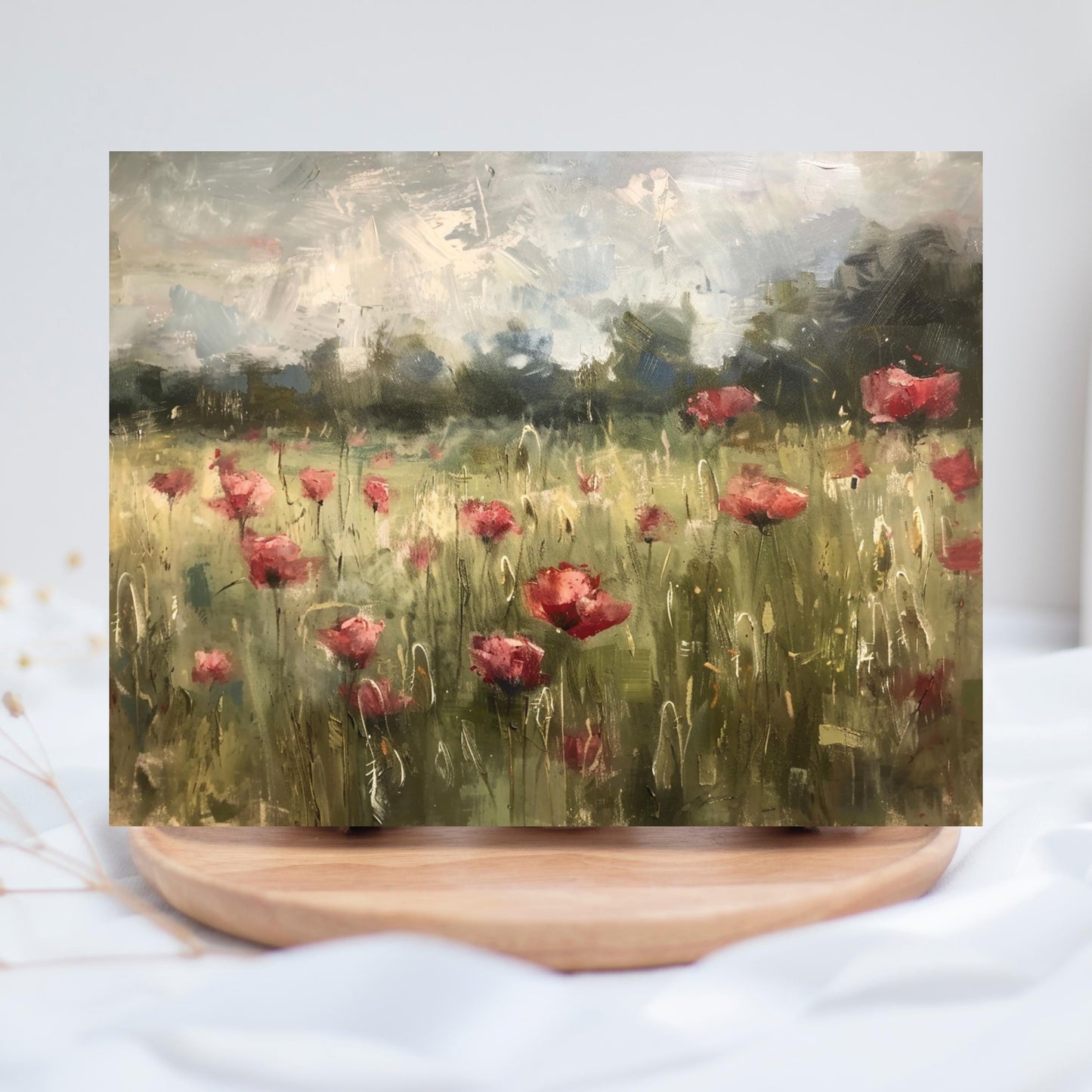 Impressionist Red Poppy Field Greeting Card