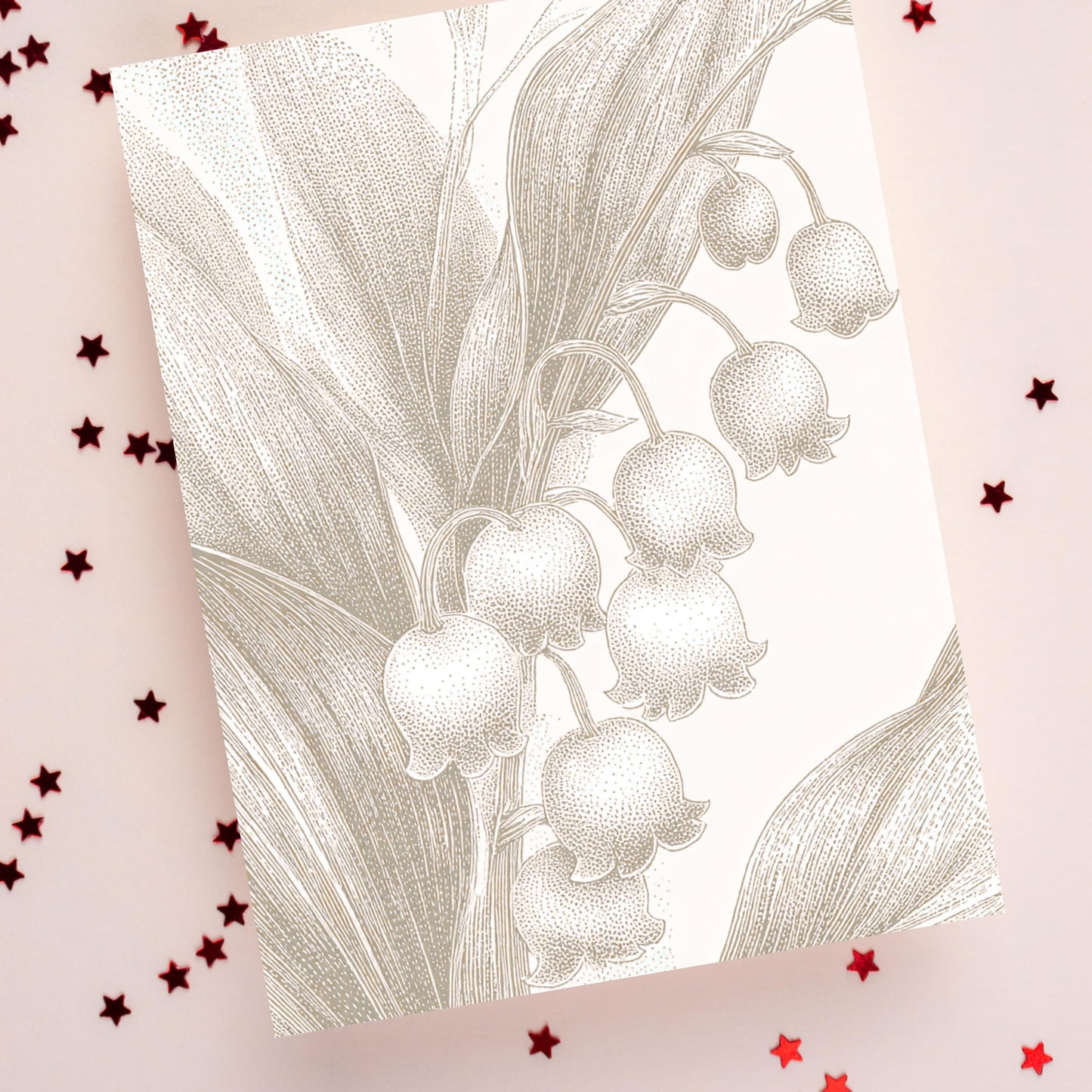 Lily of the Valley Linocut Greeting Card: Floral Art Note Card
