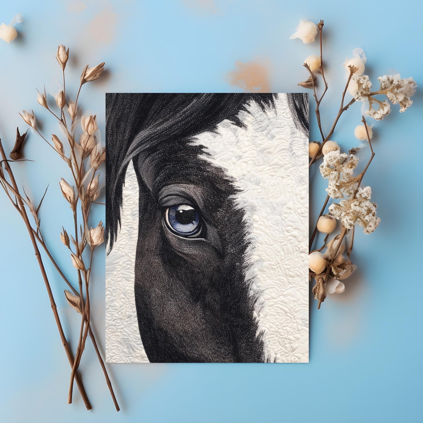 Black and White Horse Greeting Card
