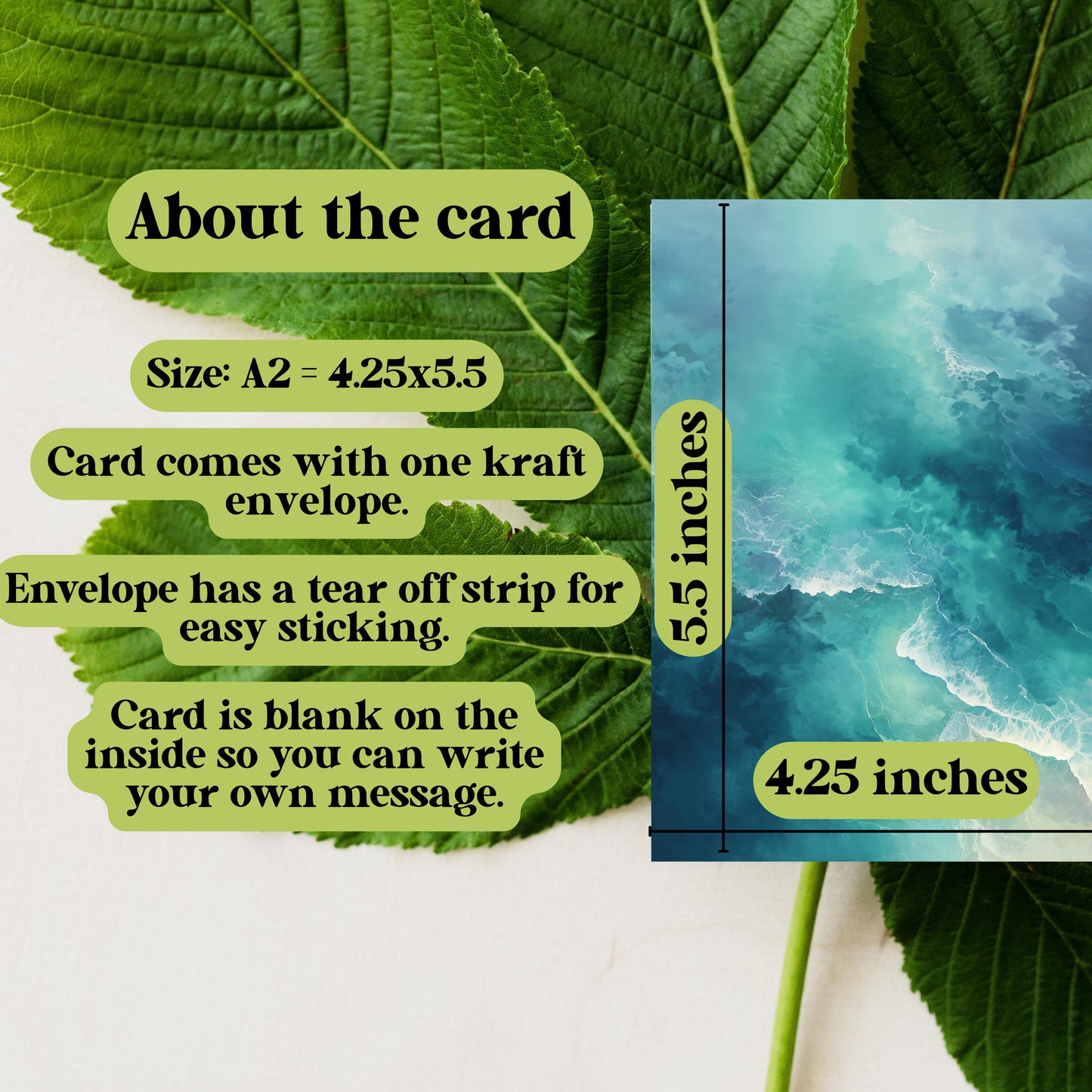 Abstract Teal Ocean Waves Greeting Card
