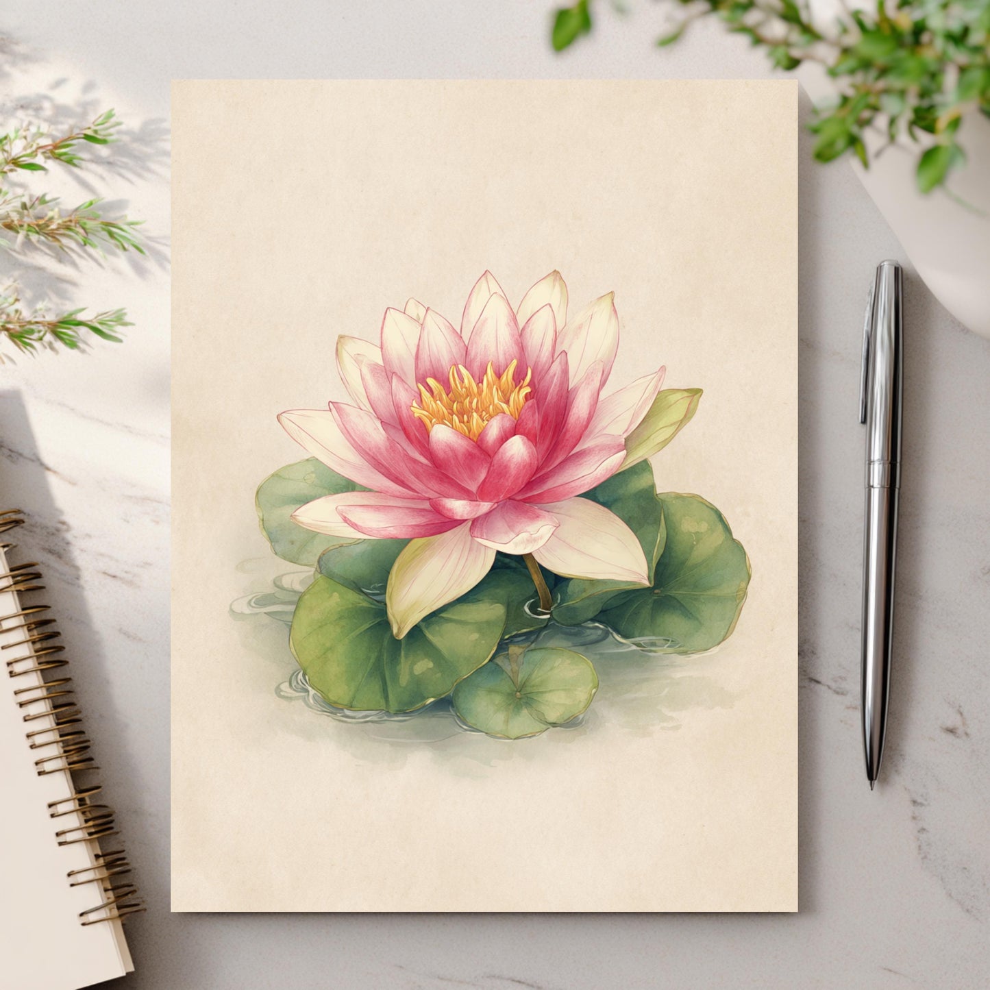 Watercolor Water Lily Greeting Card