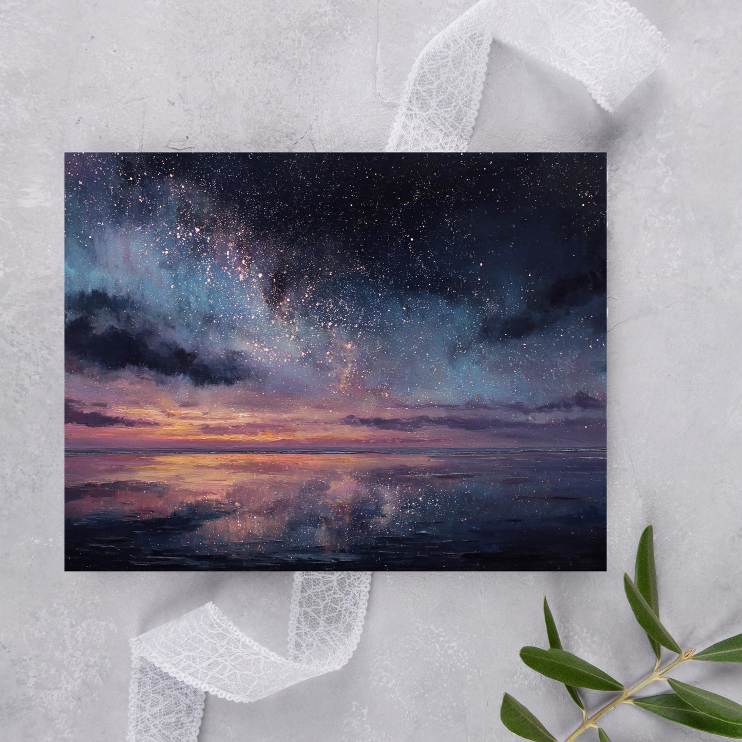 Starry Sunset Ocean Greeting Card
